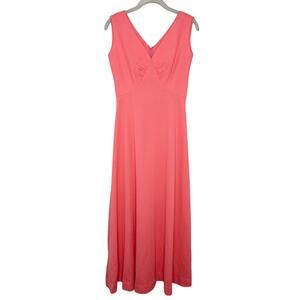 Vintage Miss Rubette Pink Sleeveless V Neck Maxi Dress Gown Sz 10